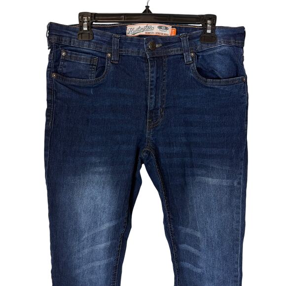 New Huntington BC Jeans Men 34x32 Blue Denim Stretch Zip Fly Mid-Rise Skinny Fit - Picture 3 of 14